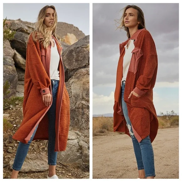 40 Oversized Absolutely Fabulous Contrast
Detailed Fleece Long Coat Jacket - Picture 3 of 4